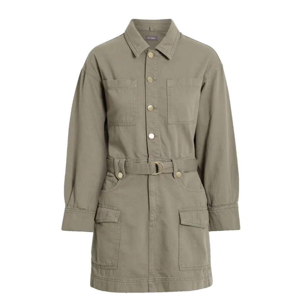 DL1961 Coletta belted denim mini dress - army green